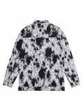 Jaqueta Black And White Contrast Floral Denim