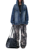 Retro Washed Workwear Denim Hooded Jacket