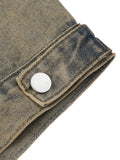 Washed Vintage Letter Print Denim Jacket