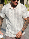 Camisa Polo Casual Geométrica Confort