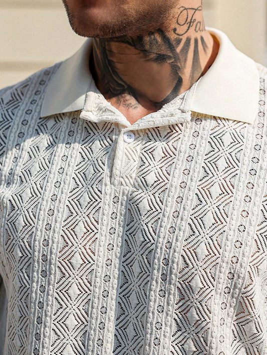 Camisa Polo Casual Geométrica Confort