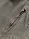 Jaqueta Distressed Irregular Zip Up Denim Jacket