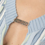 Corded Knit Cropped Long Sleeve (Light Blue) - Camiseta