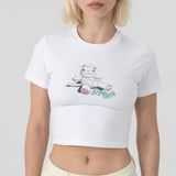 Travis Cropped Baby Tee (White) - Camiseta