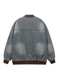 Thesupermade Alphabet Patch Embroidered Quilted Denim Bomber Jacket - 2311