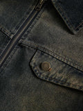Jaqueta Washed Distressed Multi-Pocket Denim