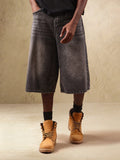 Shorts Denim Oversized de Perna Larga