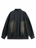 Jaqueta Washed Distressed Multi-Pocket Denim