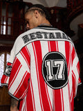 Camiseta Oversized Vintage Striped Baseball sleeved