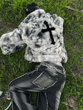Jaqueta Heavy-Duty Faux Lambswool Tie-Dye Urban