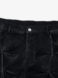 Calça Heavy Washed Distressed Pleated Baggy Jeans
