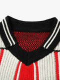 Thesupermade Vintage Striped Baseball Short-sleeved Knit Sweater - 2249