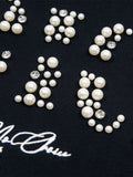 Camiseta Elegant Pearl-Embellished Oversized