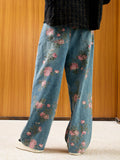 Calça Floral Rose Straight